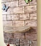 Rustic Wood Key Holder with Floating Shelf, Boho Hallway Hanging - Image 5