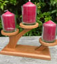 Cherry Wood 3 Candle Holder with Glass Candle Cups - Image 3