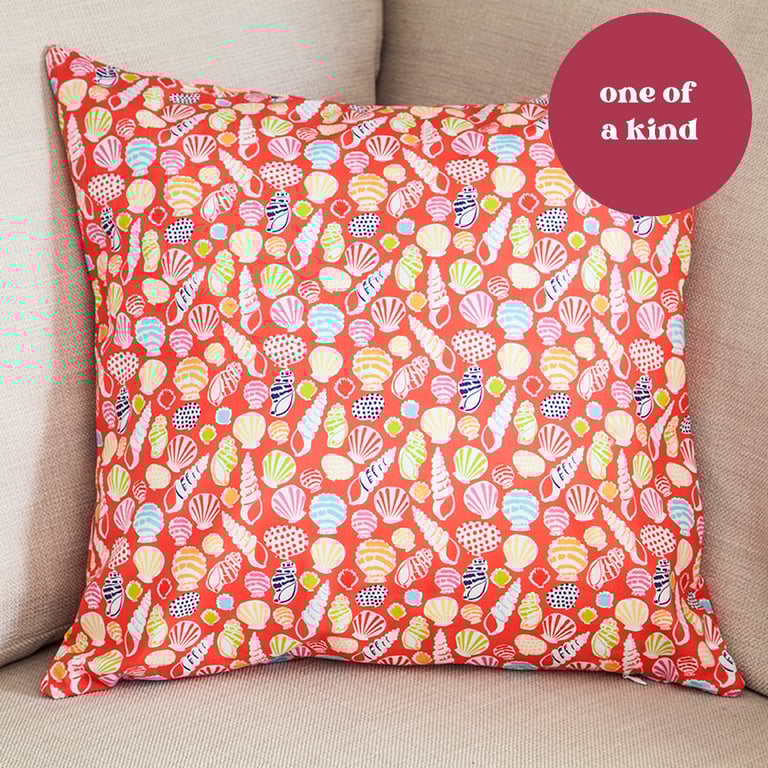 Seashell Cushion Cover 18" inch orange pink yellow seaside summer beach theme