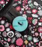 Pink, Grey, Duckegg Floral Print on Black Glasses Case, Phone Case Storage Pouch - Image 3