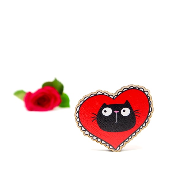 Valentines cat pin 