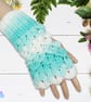 Crochet gloves. Turquoise and white dragon scale gloves. Fingerless gloves. - Image 3