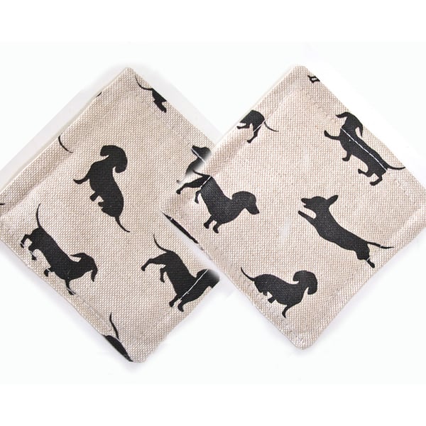 Dachshund Coasters Pair of Sausage Dog Black Drink Mats