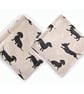Dachshund Coasters Pair of Sausage Dog Black Drink Mats - Image 1