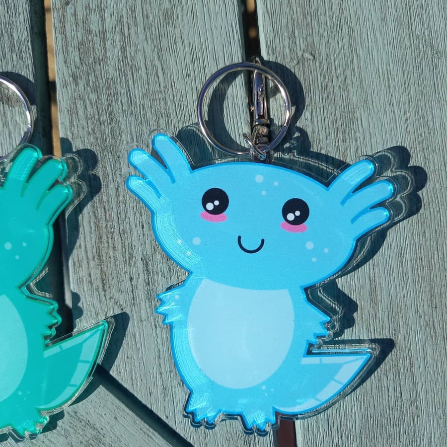 Kawaii Axolotl Bag Charm - Light Blue