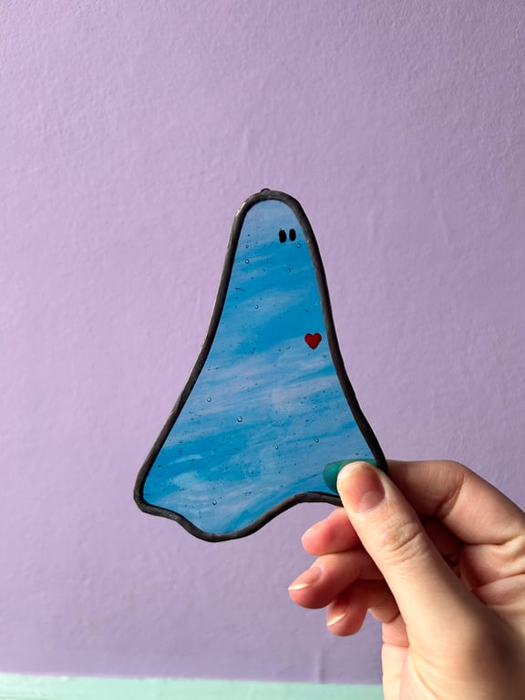 Adopt a Stained Glass Ghost - Pale Blue Heart