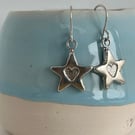 Love Stars - fine silver with sterling silver earwires