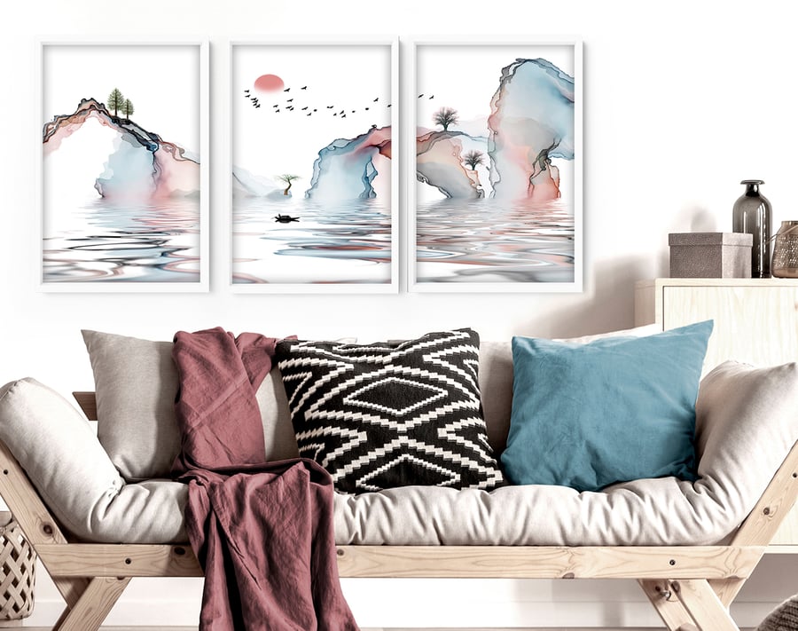 Home Decor Wall hanging, Japanese Art New Home gift, Japanese Cranes Home Decor 
