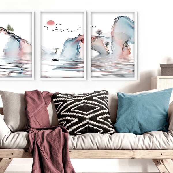 Home Decor Wall hanging, Japanese Art New Home gift, Japanese Cranes Home Decor 