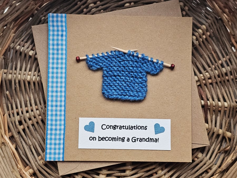 PERFECTLY IMPERFECT New Grandma Congratulationd Card with Knitted Jumper 5" x 5"