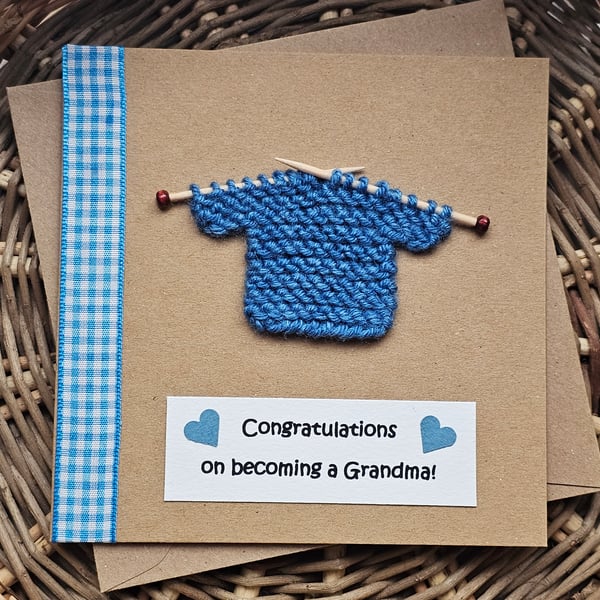PERFECTLY IMPERFECT New Grandma Congratulationd Card with Knitted Jumper 5" x 5"