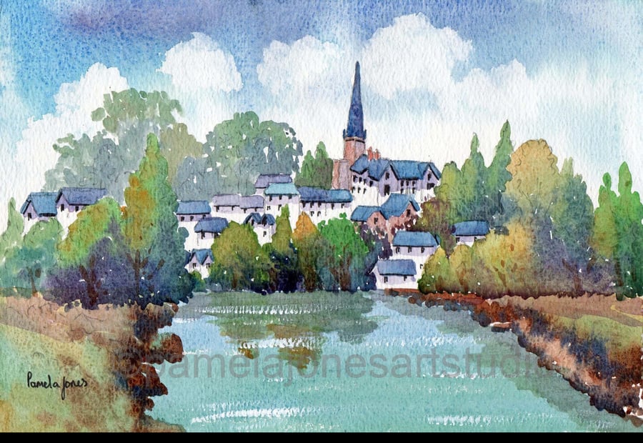 Ross On Wye Print, River Wye Print, Hereford Print, Uk Print, in 9 x 7 '' Mount