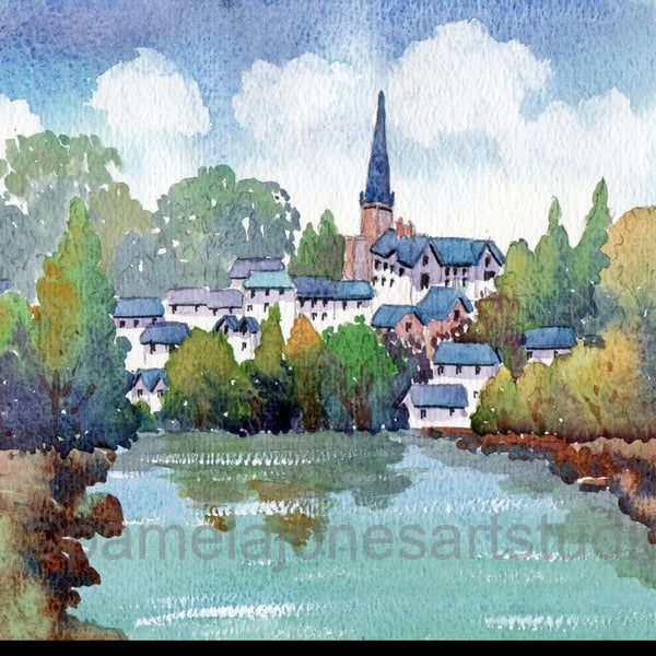 Ross On Wye Print, River Wye Print, Hereford Print, Uk Print, in 9 x 7 '' Mount