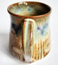 Mug Patterned Brown Blue Glazed  - Hand Thrown Stoneware Ceramic Mug  - Image 4