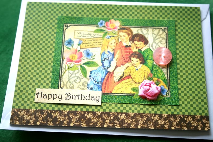Little Women Birthday Card - Pretty Card - Beth, Jo, Meg and Amy. 