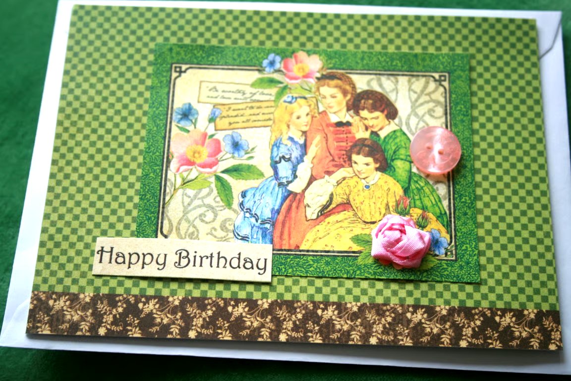 Little Women Birthday Card - Pretty Card - Beth, Jo, Meg and Amy. 
