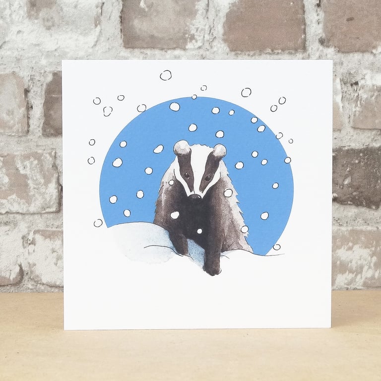 Christmas Card Snow Badger