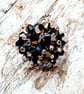 Black Crystal Bead Ring - UK Free Post - Image 2