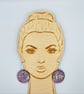 Funky abstract pink, grey and white hand printed earrings  - Image 2