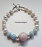 Kunzite, Aquamarine & Freshwater Pearl Designer Bracelet  - Image 3
