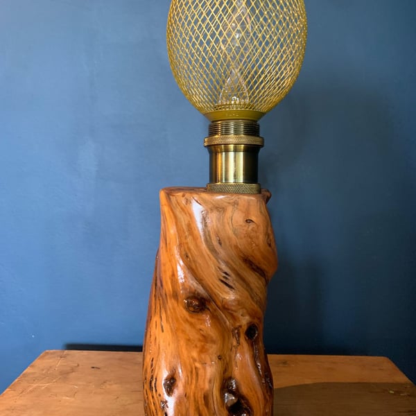 Handcrafted rustic log table lamp