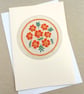 October Birthday Embroidered French Marigolds Card 