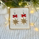 Bows and Stars Acrylic Christmas Earrings