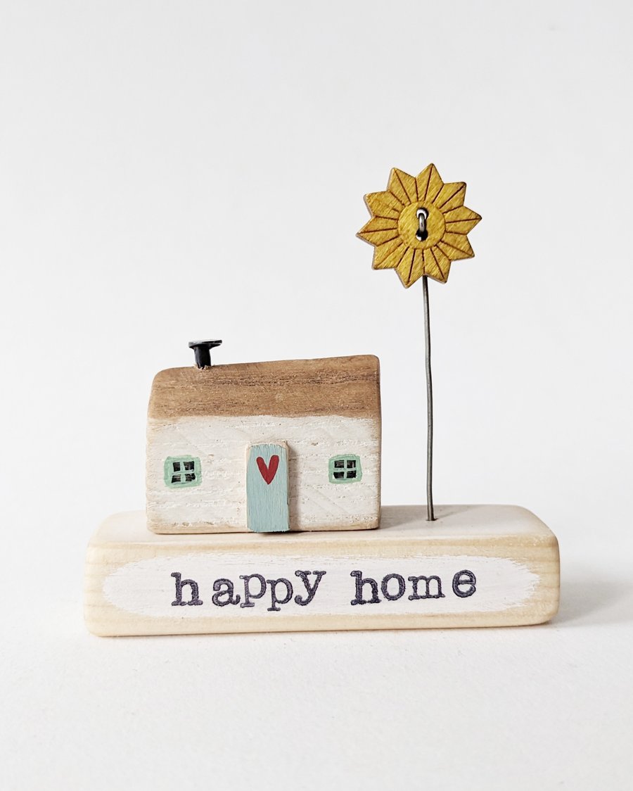 Little Wooden Painted House and Base in a Bag