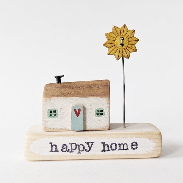 Little Wooden Painted House and Base in a Bag