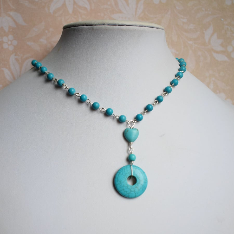 Turquoise Howlite Donut Necklace