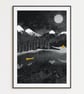 Night Paddle Illustrated Art Print - Image 5
