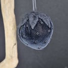 Black velvet Strawberry handbag charm, keyring 