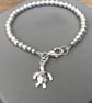 Sterling Silver Turtle Charm Bracelet, Beaded Ball Bracelet - Image 7
