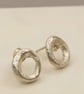 Sterling Silver Circle Stud Earrings - Organic Irregular Round Studs - Image 3