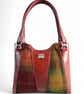 Alaula - Handcrafted Burgundy Leather & Tweed Handbag
