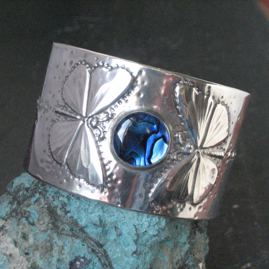 Butterfly Cuff Bracelet with Blue Paua Shell