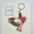 Barn owl wooden keyring