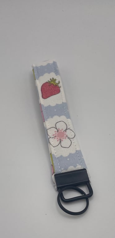 Wristlet KEYCHAINS - BLUE STRAWBERRY (Matt Black fastening)