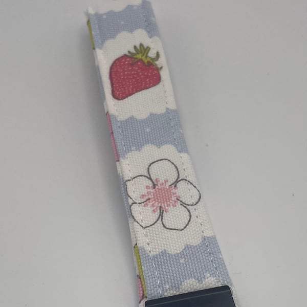 Wristlet KEYCHAINS - BLUE STRAWBERRY (Matt Black fastening)