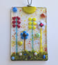 Artist made Fused Glass Flowers Suncatcher.