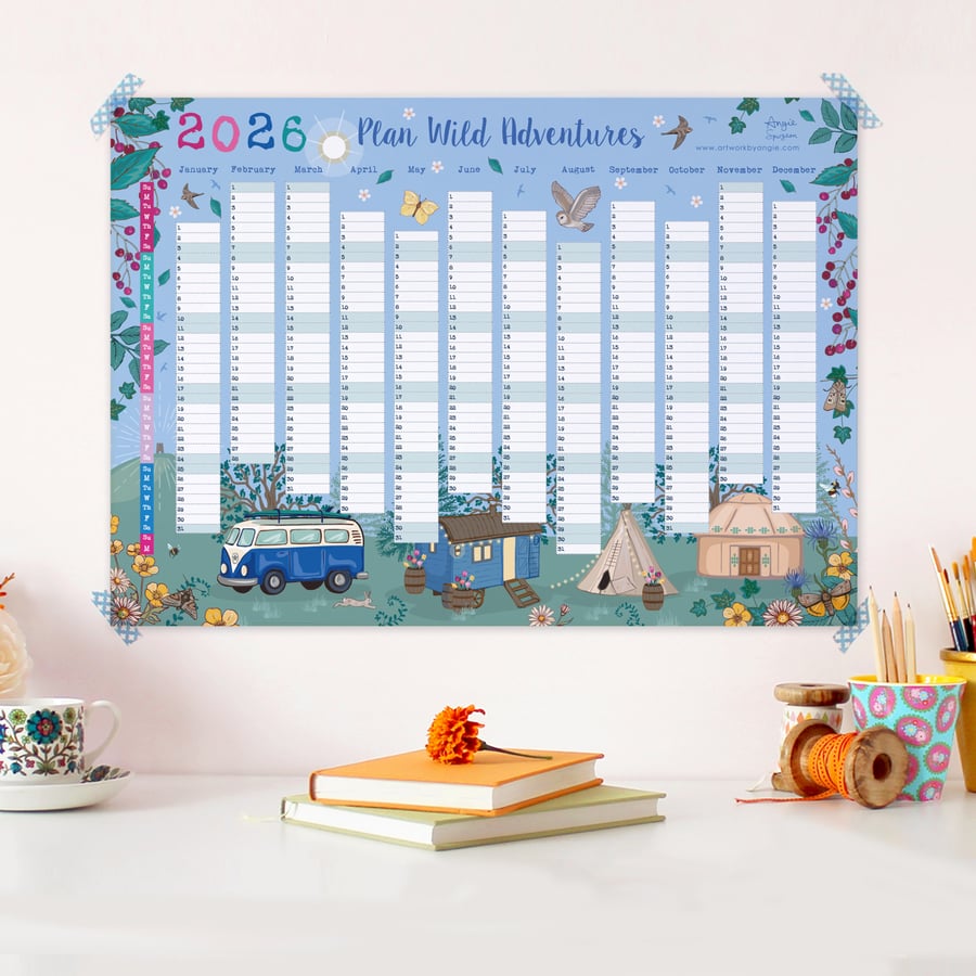 Year Wall Planner,  Plan Wild Adventures for 2026