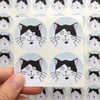 Black and White Cat Stickers (Our Dave - Blue) Set of 4