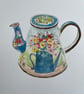 Floral kettle original gouache painting  - Image 1