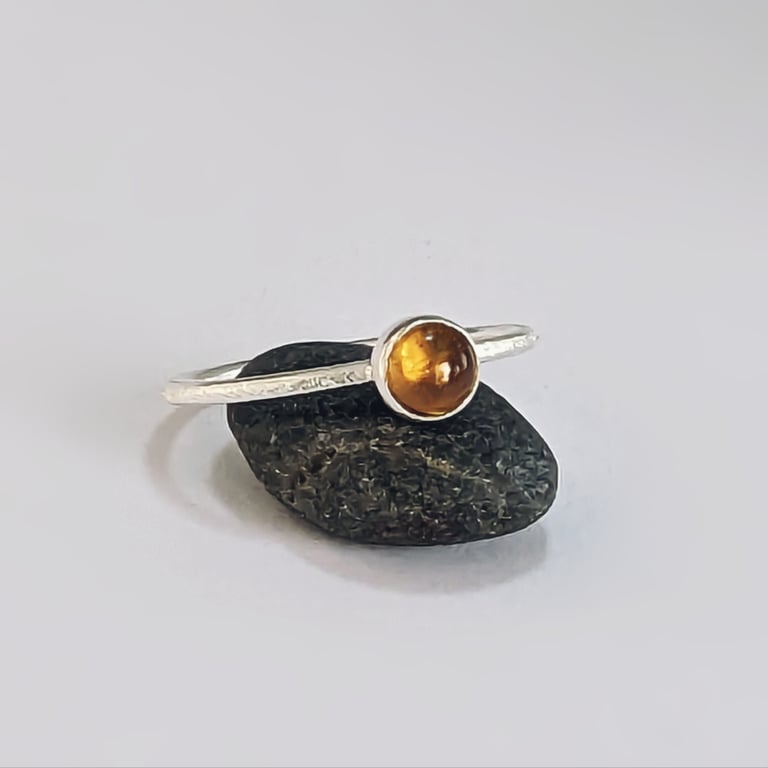 STERLING SILVER Skinny Citrine Scratch Ring, Handmade Urban Jewellery