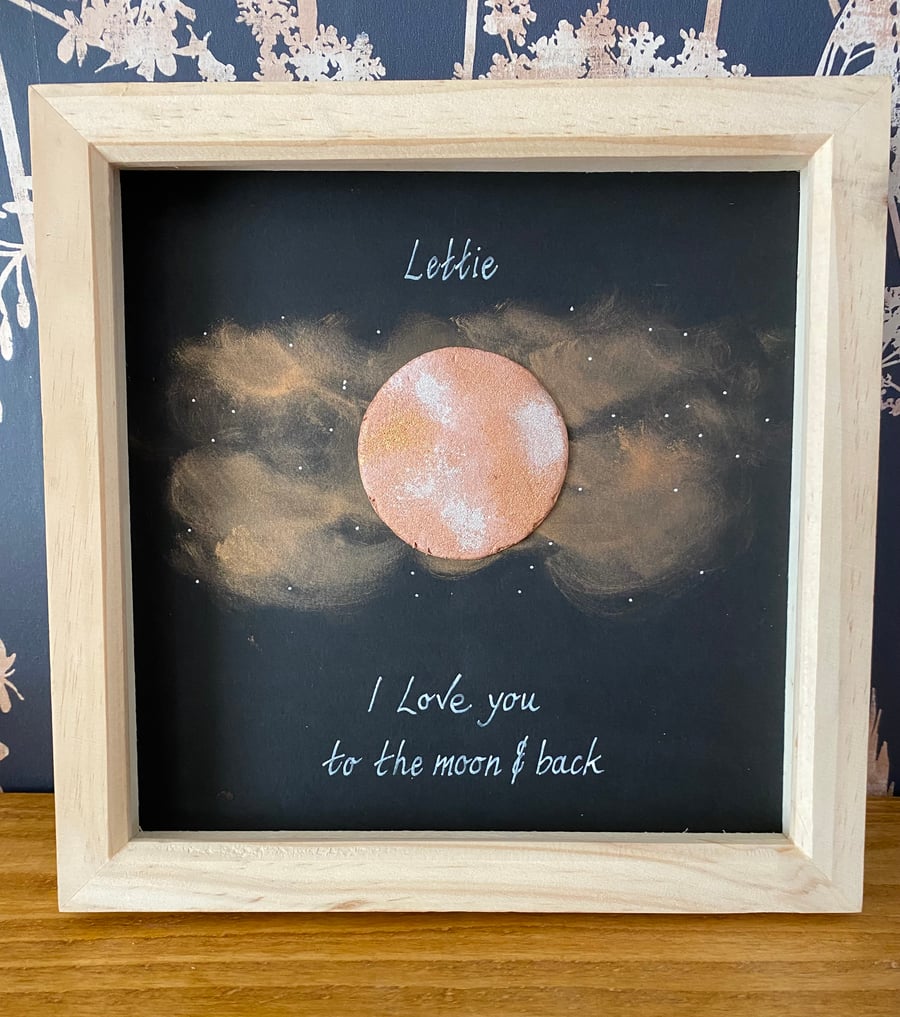 Personalised ‘ Love you to the moon & back ‘ 3D shadow box picture 