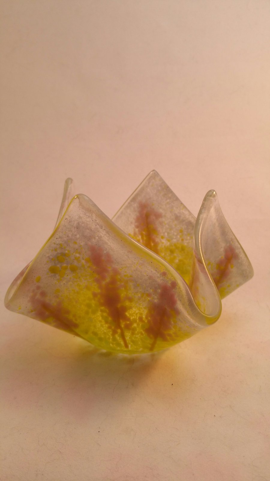 Fused Glass Tea Light Holder - Lavender Fields