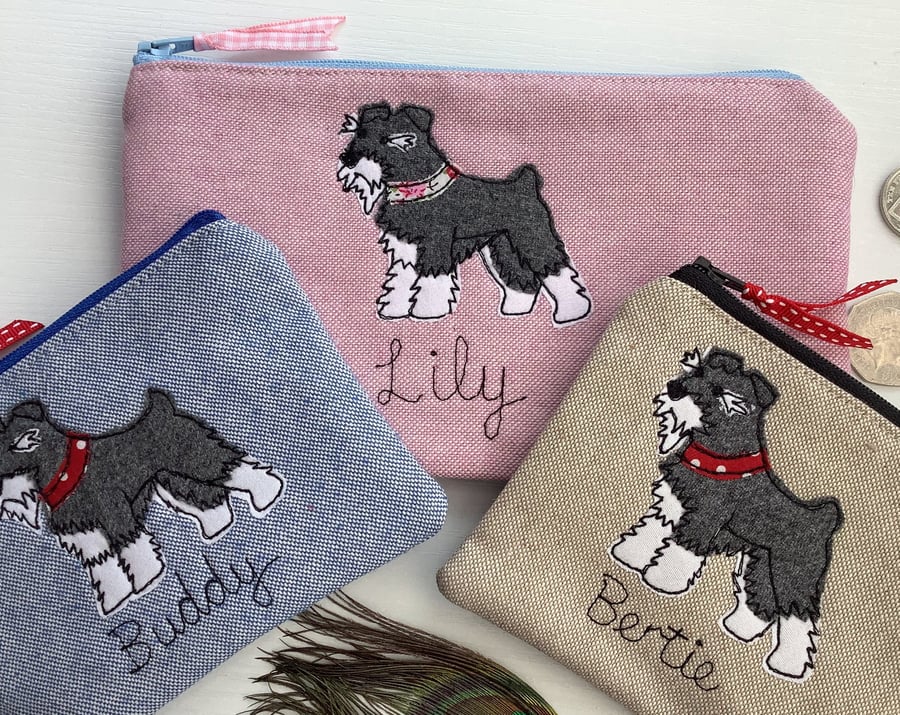 Schnauzer Dog Cosmetic Bag - Custom Makeup Pouch - Choice of Design