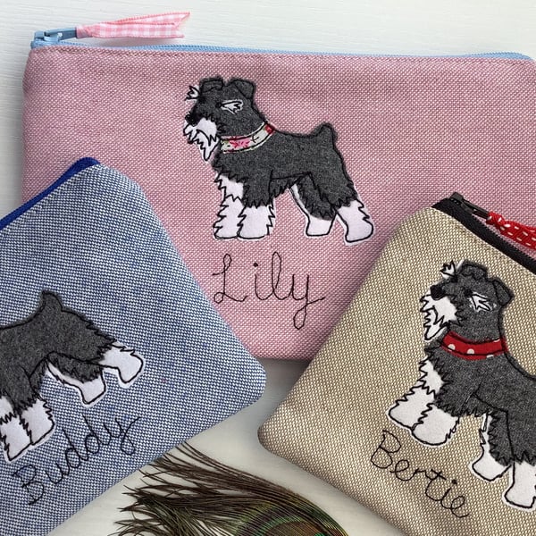 Schnauzer Dog Cosmetic Bag - Custom Makeup Pouch - Choice of Design