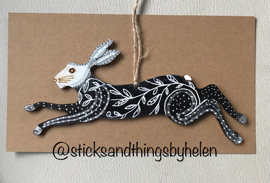 Monochrome Hare, hanging decoration