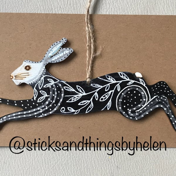 Monochrome Hare, hanging decoration
